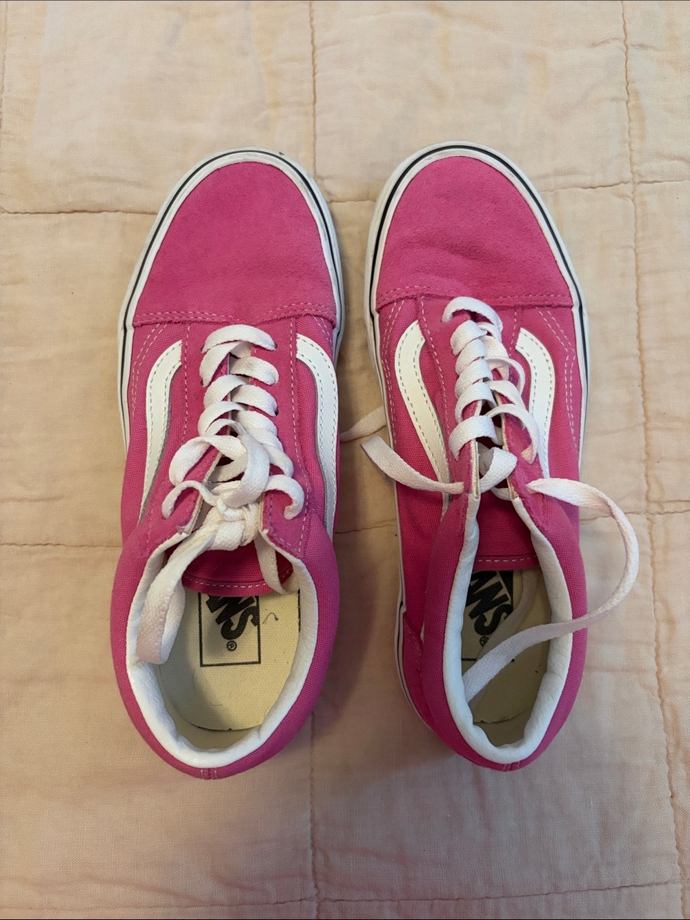 Vans Pink Canvas Old Skool Sneakers with White Stripe